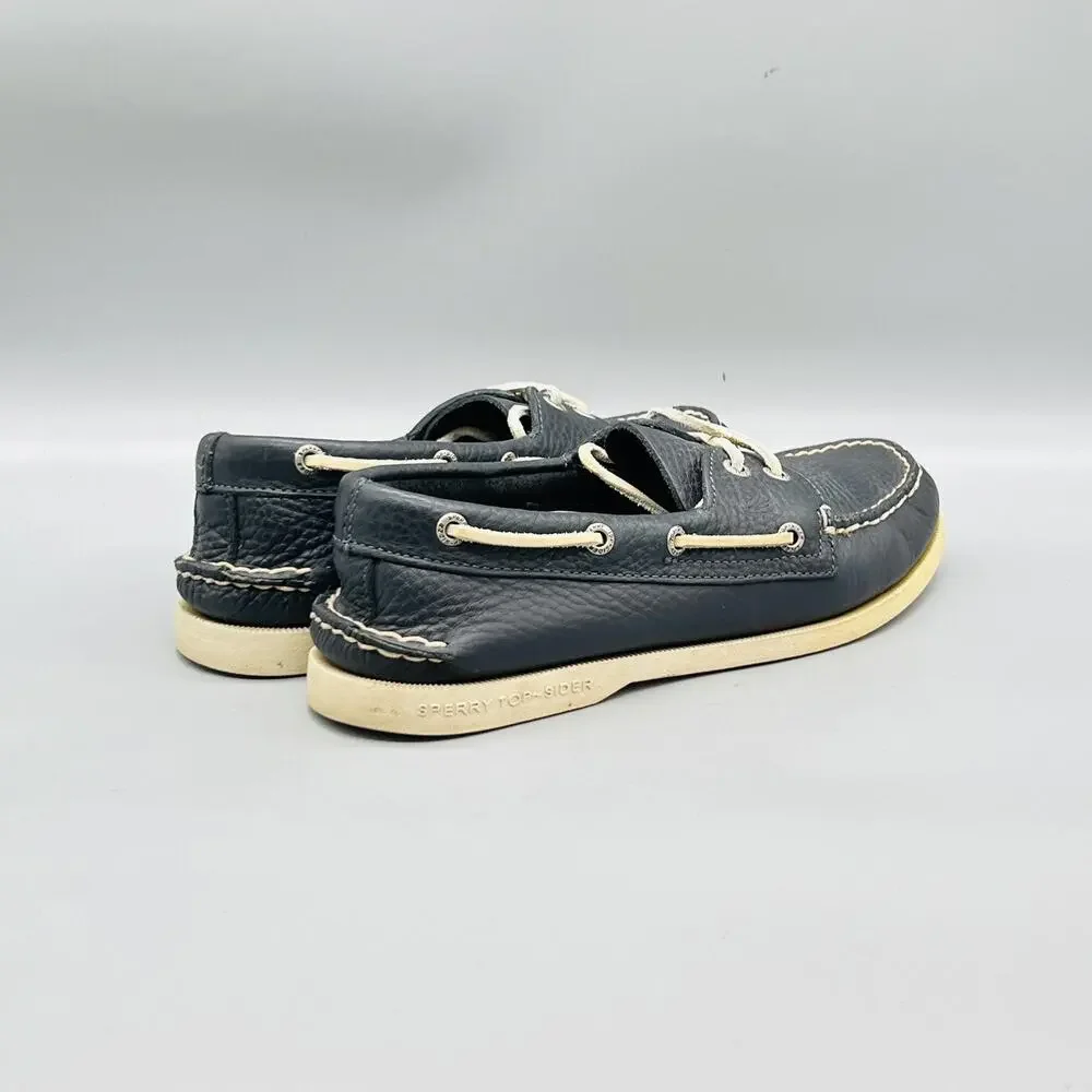 Sperry Shoes Mens 7.5 Blue Leather Top Sider Boat Deck Moc Toe‎ Casual Comfort